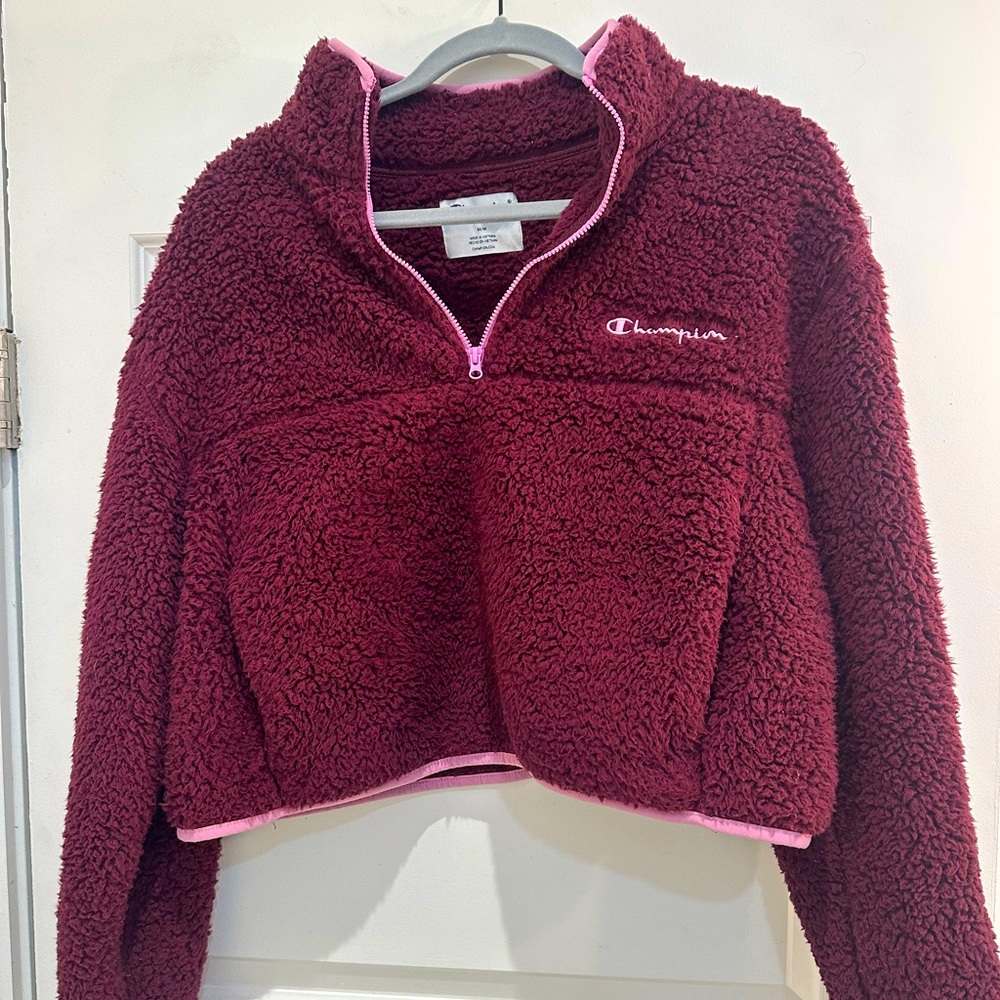 Champion cropped sherpa 1/4 zip